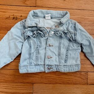 H&M Kids Light Wash Denim Ruffle Kids Jean Jacket